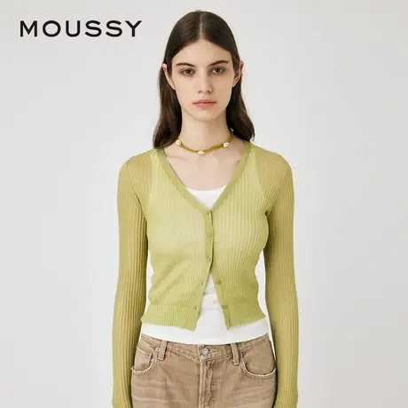 MOUSSY 夏季简约静奢风坑条纹V领针织开衫010HSS70-0690图片