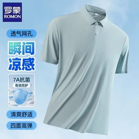 罗蒙短袖polo衫男士夏季商务休闲翻领百搭亲肤透气凉感翻领t恤图片