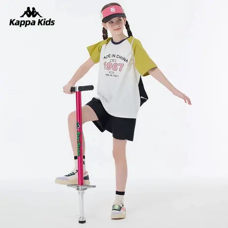 kappa背靠背儿童短袖T恤卡通拼色男女童上衣2025夏季新款品牌童装商品大图