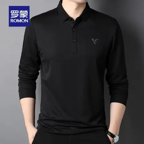 【官方正品】罗蒙时尚休闲长袖POLO衫男春季新款中青年修身打底衫图片