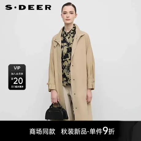 【商场同款】sdeer圣迪奥女OL风立领收腰宽松长款风衣S25381802商品大图