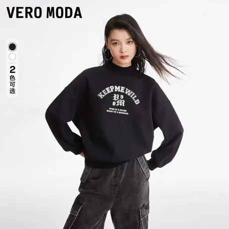Vero Moda奥莱卫衣女春秋新款半高领宽松廓形字母休闲街头上衣商品大图