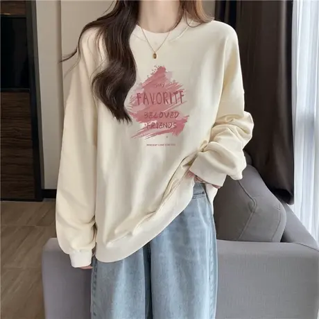 美式复古加绒加厚卫衣女秋冬季韩版宽松长袖上衣时尚洋气外穿秋衣商品大图