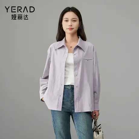 娅丽达复古宽松休闲灯芯绒衬衫女春季新款加厚叠穿衬衣外套图片