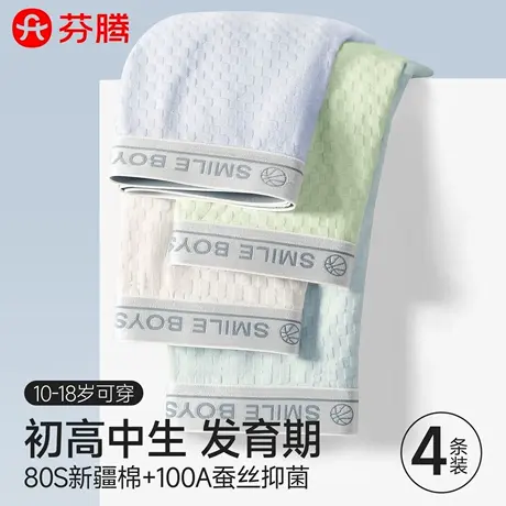 芬腾青少年纯棉内裤男生发育期平角初高中学生男孩中大童四角短裤商品大图