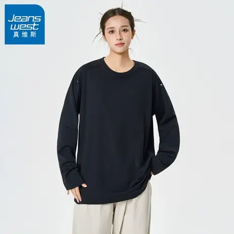 N5真维斯长袖T恤男2025新款秋季美式宽松情侣装内搭男生春秋上衣商品大图