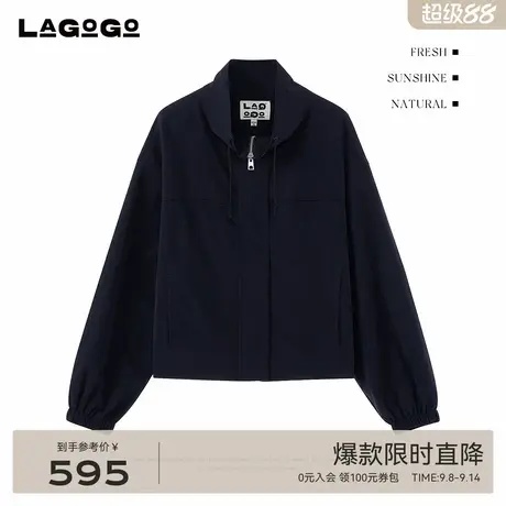 LAGOGO简约休闲外套女拉谷谷2025秋季新款利落显瘦上衣OCWW538Q72商品大图