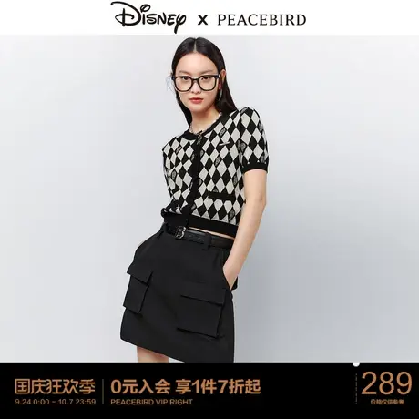 【匹诺曹联名】太平鸟2023夏装新款合作系列棋盘格针织衫女线开衫商品大图