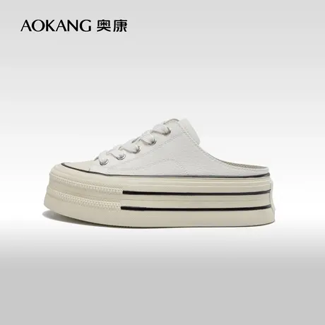 奥康女鞋 2023春秋季新款厚底穆勒鞋懒人一脚蹬休闲潮流半拖图片