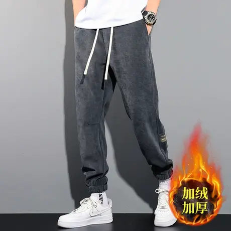 2023秋冬新款博奥绒加绒加厚卫裤男韩版宽松潮流运动裤束脚休闲裤商品大图