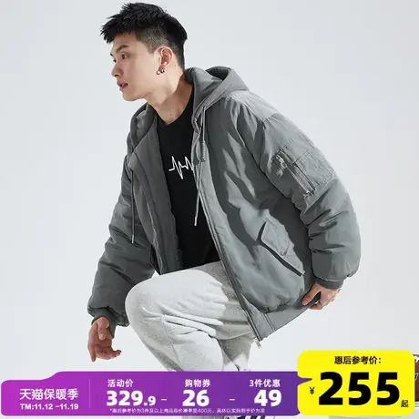 唐狮2023秋冬季新款棉衣男士飞行员夹克棒球领假两件加厚外套棉服图片