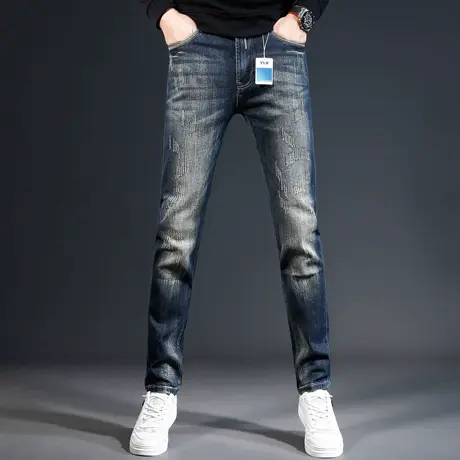 2023新款牛仔裤男秋冬款修身小脚裤商品大图