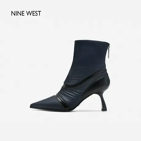 Nine West/玖熙未来主义欧美风线条短靴2023冬新款尖头高跟时装靴商品大图