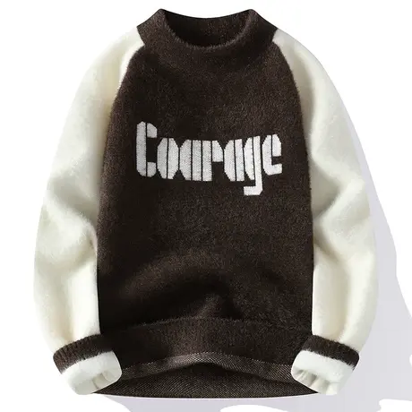 半高领毛衣男士青少年秋冬季潮流保暖加厚针织打底衫男中领上衣服商品大图