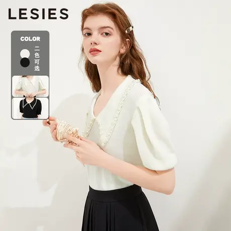 蓝色倾情夏季女装新款 纯色绵羊毛圆领落肩袖套头毛衣条纹针织衫图片