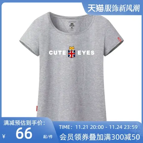 Ohlyah品牌t恤女装短袖2023新款字母卡通印花圆领学生打底衫上衣商品大图