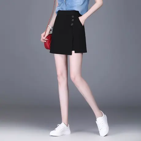 黑色a字裙半身裙女短裙2023春夏新款高腰防走光裤裙职业包臀裙子商品大图