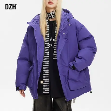 紫色外套男冬棉服男款户外冲锋衣2024新款情侣装男士加厚保暖棉衣商品大图