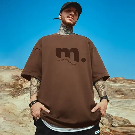 重磅港风潮牌宽松T恤胖子短袖男士加肥加大五分袖大码男装夏季潮商品大图