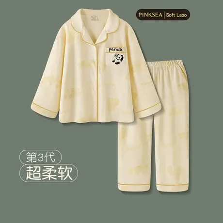 Pinksea睡衣女春秋柔软磨毛纯棉长袖套装新款熊猫可外穿家居服商品大图