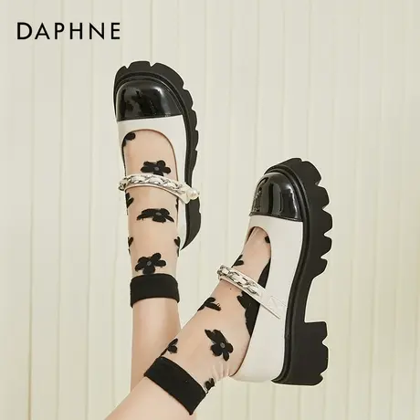 达芙妮厚底松糕玛丽珍鞋女复古2021秋冬新款日系小皮鞋女圆头单鞋商品大图