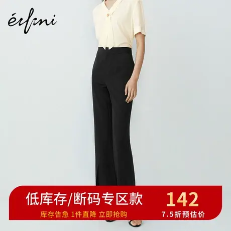 商场同款伊芙丽新款高腰显瘦休闲裤女直筒裤长裤子1B5150831商品大图