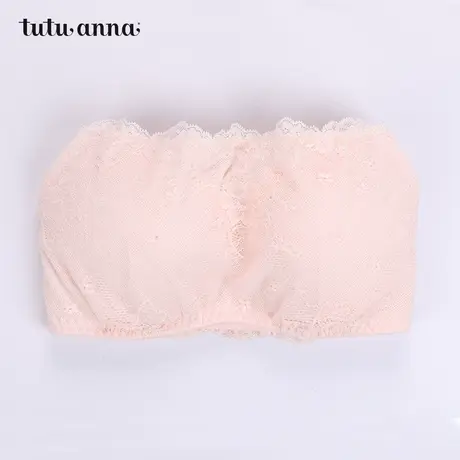 tutuanna抹胸女 春季蕾丝甜美侧扣带钢圈无肩带内衣纯色舒适裹胸商品大图