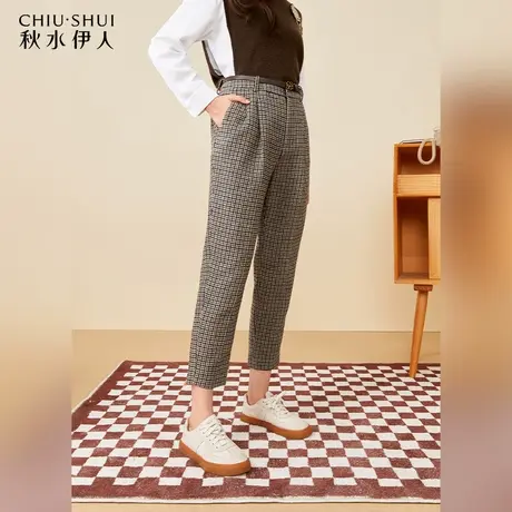 【百亿补贴官方直播】秋水伊人英伦风高腰休闲裤女通勤长裤图片