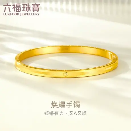 六福珠宝黄金手镯女时尚贵妃镯足金开锁式金镯子计价F73TBGB0002图片