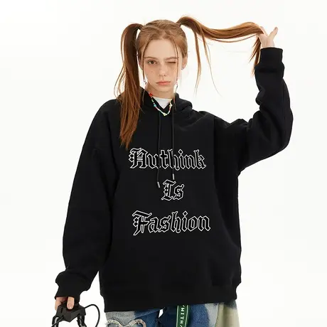 Nuthink美式潮流vintage卫衣男连帽潮牌chic国潮冬季美潮无袋外套商品大图