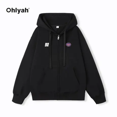 Ohlyah韩版连帽开衫大码卫衣男秋冬oversize美式复古拉链学生外套商品大图