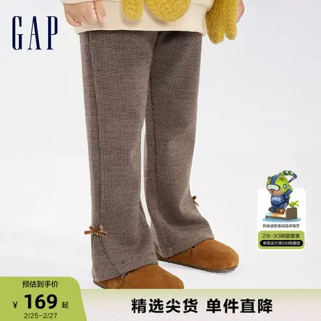Gap女幼春秋洋气蝴蝶结喇叭裤儿童装时髦针织舒适运动长裤841412商品大图