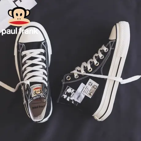 大嘴猴夏季黑色高帮帆布鞋女鞋2023新款夏款透气运动休闲板鞋球鞋商品大图