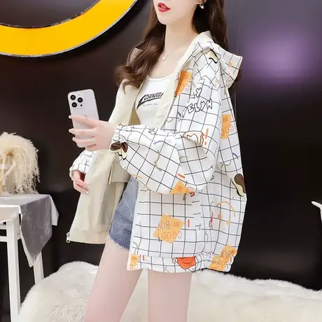 宽松休闲连帽工装外套女春秋2023新款春季洋气减龄百搭慵懒风上衣商品大图