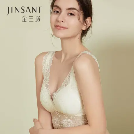 金三塔新品桑蚕丝背心式内衣女性感无痕透气抹胸式文胸图片