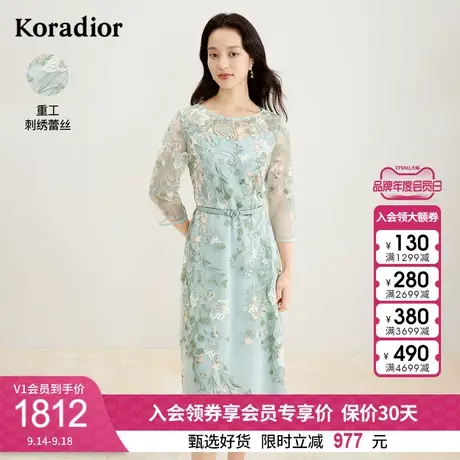 珂莱蒂尔新款重工刺绣蕾丝连衣裙女中长法式优雅高端轻奢礼服裙子图片