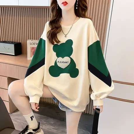 设计感小众卫衣女春秋季韩版宽松bf慵懒风薄款早秋撞色上衣外套潮商品大图