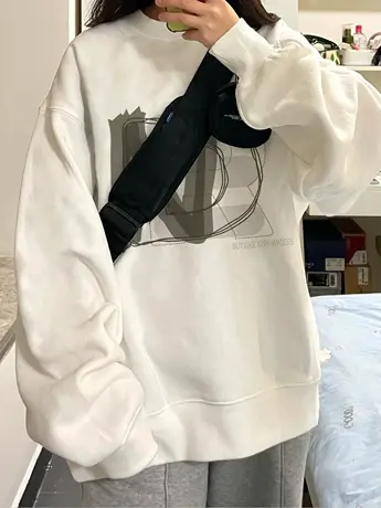 圆领卫衣女春秋薄款小个子美式复古oversize慵懒风宽松落肩上衣潮商品大图