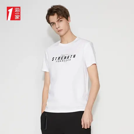 海一家个性印花短T新款简约时尚舒适休闲圆领短袖T恤男图片