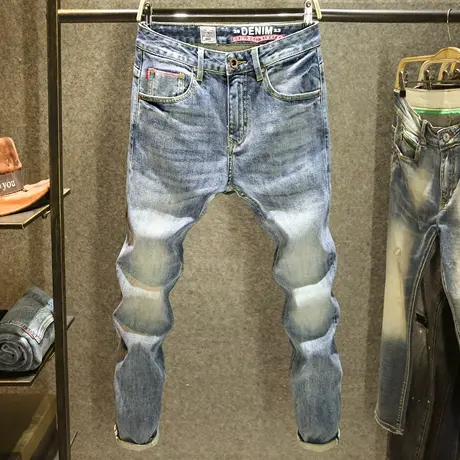 重磅水洗赤耳丹宁牛仔裤男士韩版修身裤子潮牌休闲百搭小直筒长裤图片