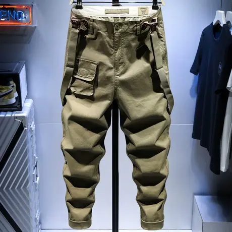 2022春装新款美式背带工装裤男潮牌复吊带直筒男士裤子宽松休闲裤商品大图