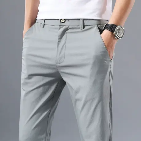 夏季男裤上班西裤春秋款秋季休闲裤子男士宽松直筒超薄款弹力冰丝商品大图