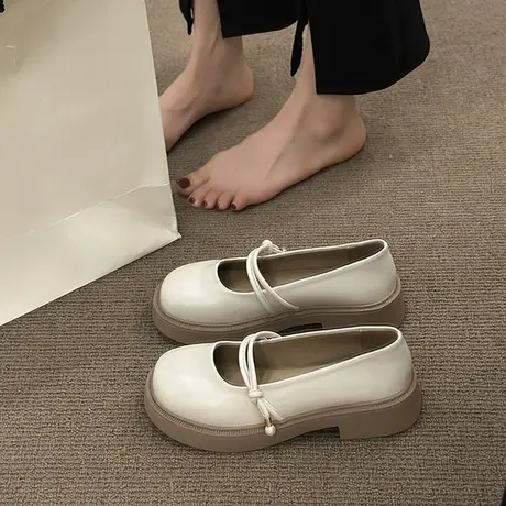 法式复古玛丽珍鞋女2023春夏季新款简约软底温柔浅口英伦风小皮鞋商品大图