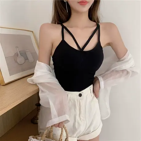 辣妹无钢圈美背文胸带胸垫抹胸裹胸内搭别致打底小吊带背心女上衣图片