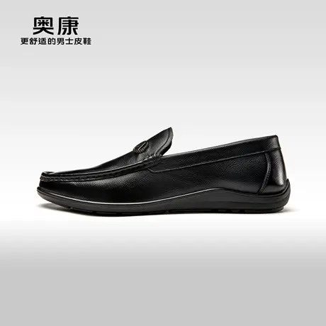 奥康男鞋2024春秋季流行真皮休闲乐福鞋男软底舒适豆豆鞋百搭鞋商品大图
