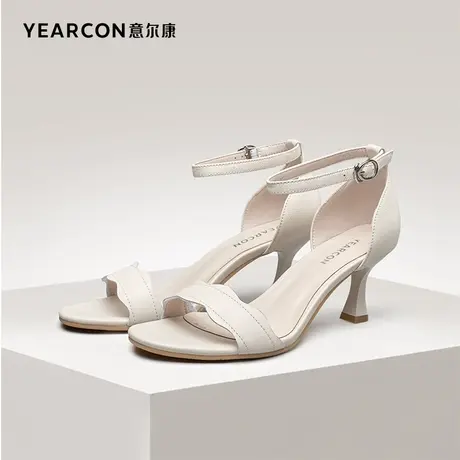 意尔康女鞋官方旗舰店凉鞋女夏季时尚休闲气质一字带搭扣细跟断码图片