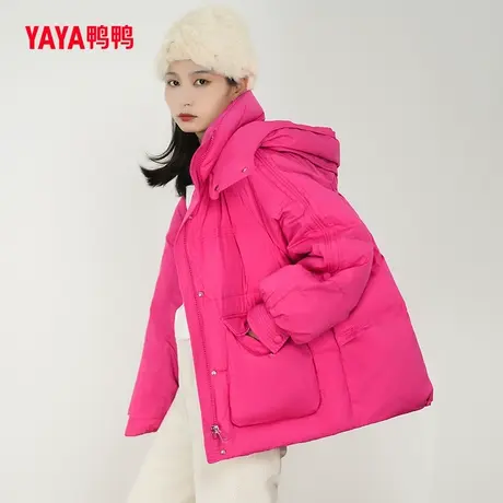 鸭鸭羽绒服女款2023年秋冬新品短款连帽时尚休闲保暖外套Y图片