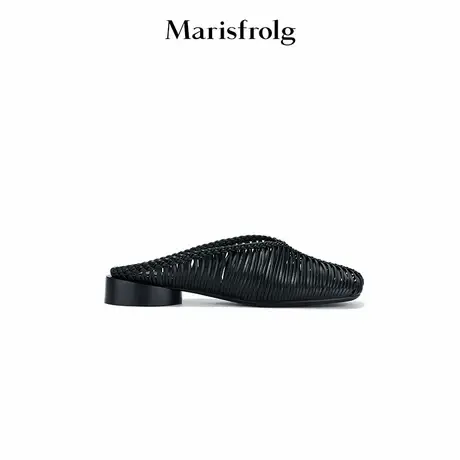 【灵感搭配】Marisfrolg玛丝菲尔2025夏新款牛皮编织圆粗跟穆勒鞋图片