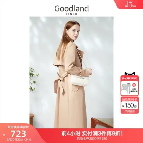 音儿美地女装2023春季新款双排扣中长款风衣高级感商品大图