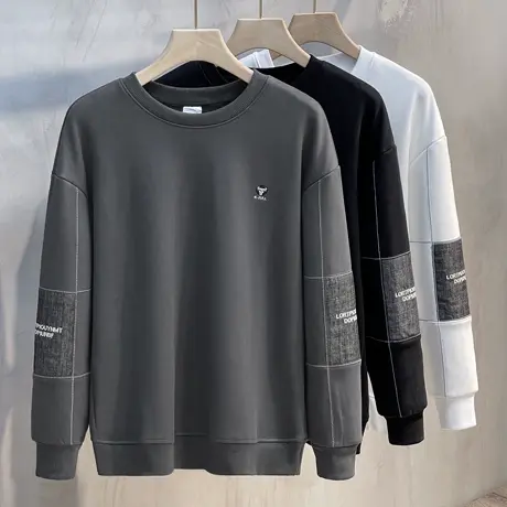 卫衣男加绒加厚秋冬2023新款潮流圆领宽松上衣打底衫男士保暖外套商品大图